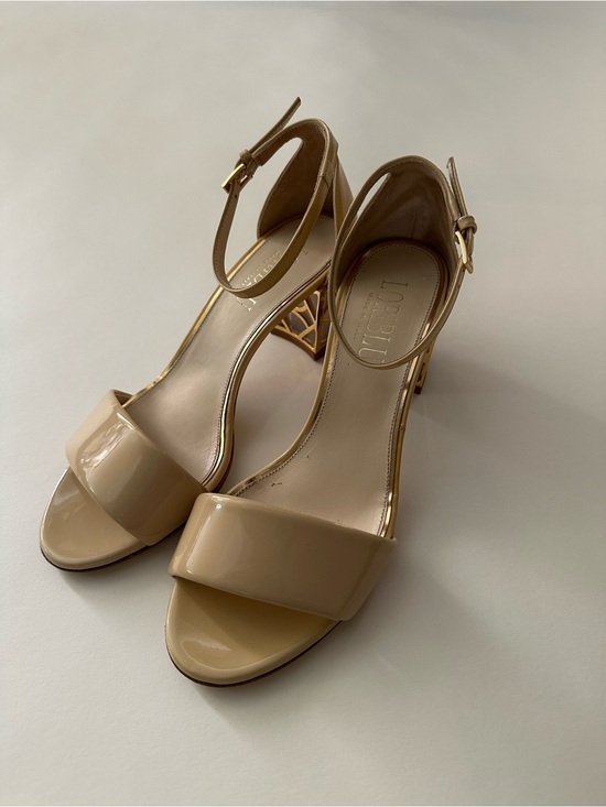 Loriblu Shoes - Loriblu Made in Italy Patent Leather Ankle Strap Gold Cage Heels EU 37 / US 6.5